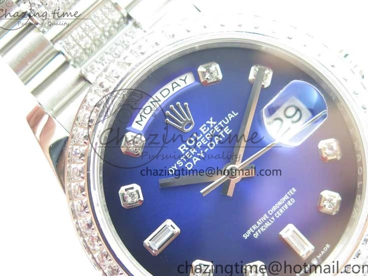 MiroTime 0521 Day-Date 36mm 128239 SS Crystal BP Best Edition Blue Crystal Marker Dial on SS President Bracelet A OdorResistant 2677
